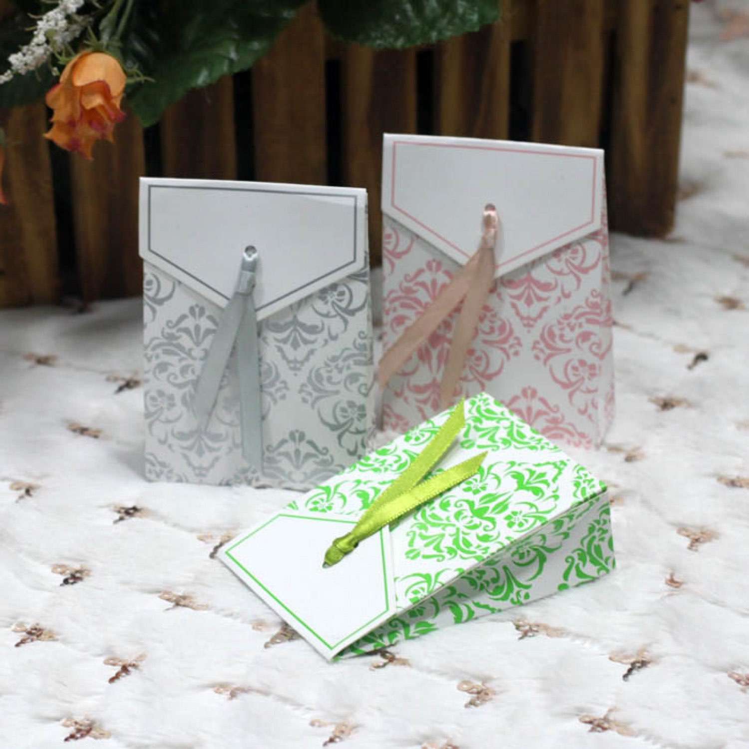 Pocket Candy Box With Ribbon Bow Latest Wedding Box Customized